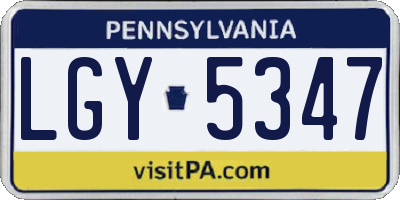 PA license plate LGY5347