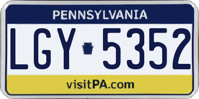 PA license plate LGY5352