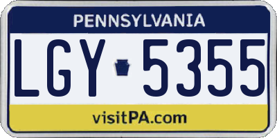 PA license plate LGY5355