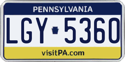 PA license plate LGY5360
