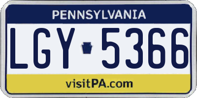 PA license plate LGY5366