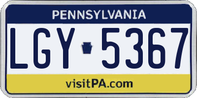 PA license plate LGY5367