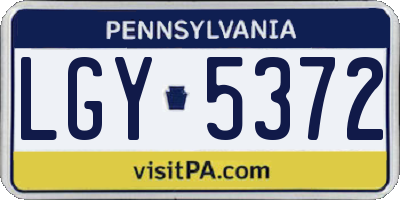 PA license plate LGY5372