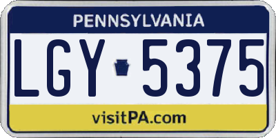 PA license plate LGY5375