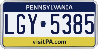 PA license plate LGY5385