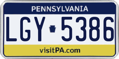 PA license plate LGY5386