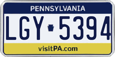 PA license plate LGY5394