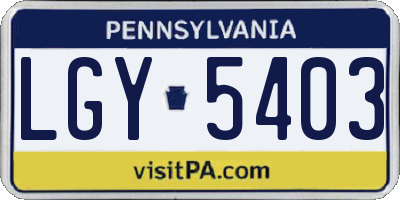 PA license plate LGY5403