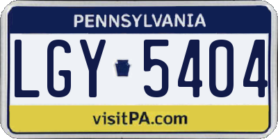 PA license plate LGY5404