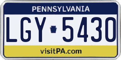 PA license plate LGY5430