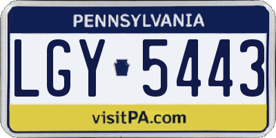 PA license plate LGY5443