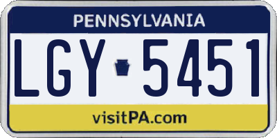PA license plate LGY5451