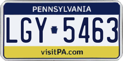 PA license plate LGY5463