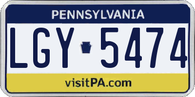 PA license plate LGY5474