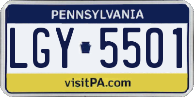 PA license plate LGY5501