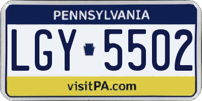 PA license plate LGY5502