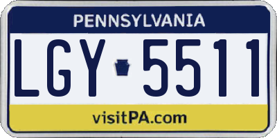 PA license plate LGY5511