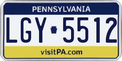 PA license plate LGY5512