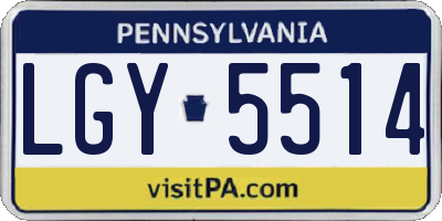 PA license plate LGY5514