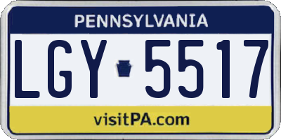 PA license plate LGY5517