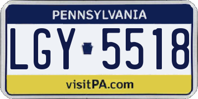 PA license plate LGY5518