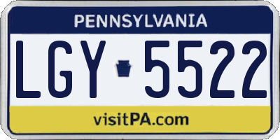 PA license plate LGY5522