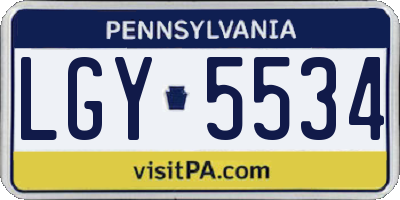 PA license plate LGY5534