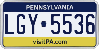 PA license plate LGY5536