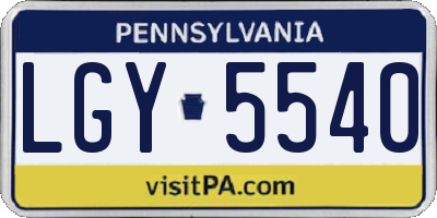 PA license plate LGY5540