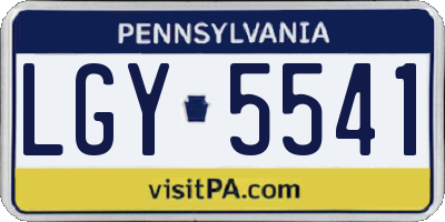 PA license plate LGY5541