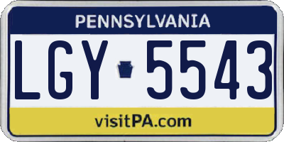 PA license plate LGY5543