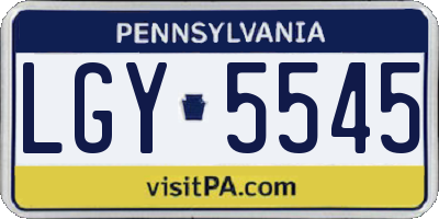 PA license plate LGY5545