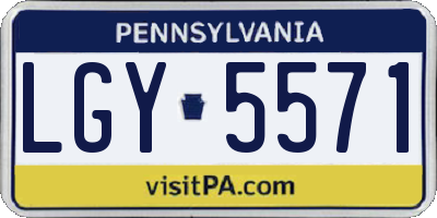 PA license plate LGY5571