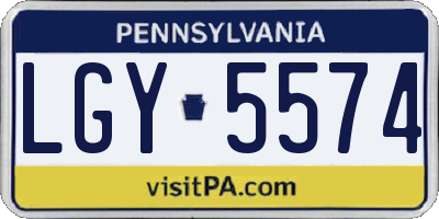 PA license plate LGY5574