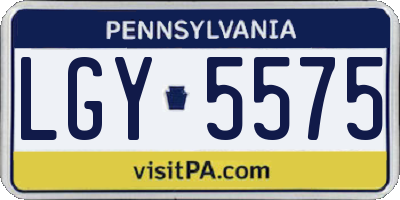 PA license plate LGY5575
