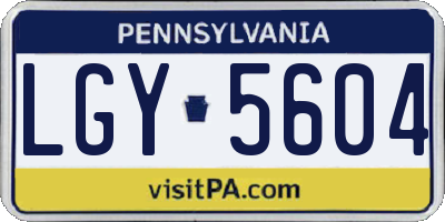 PA license plate LGY5604