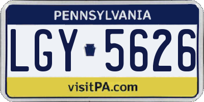 PA license plate LGY5626