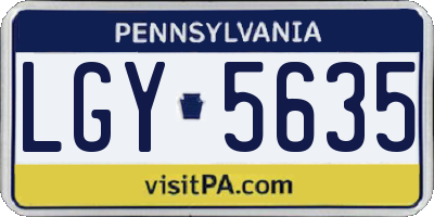 PA license plate LGY5635