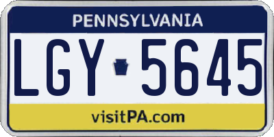 PA license plate LGY5645