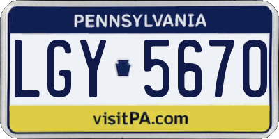 PA license plate LGY5670