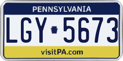 PA license plate LGY5673