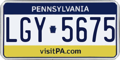 PA license plate LGY5675