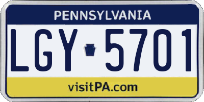 PA license plate LGY5701