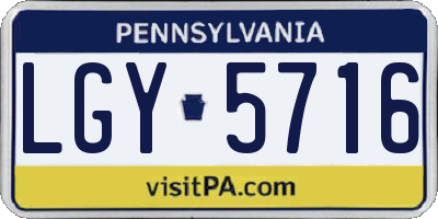 PA license plate LGY5716