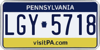 PA license plate LGY5718