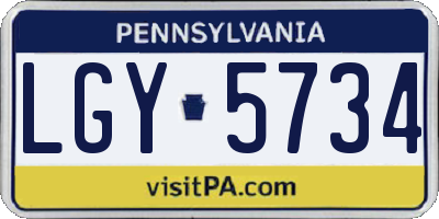 PA license plate LGY5734