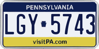 PA license plate LGY5743