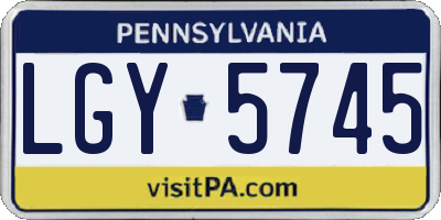 PA license plate LGY5745