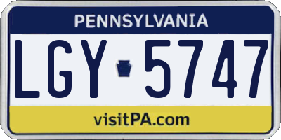 PA license plate LGY5747
