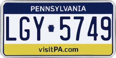 PA license plate LGY5749